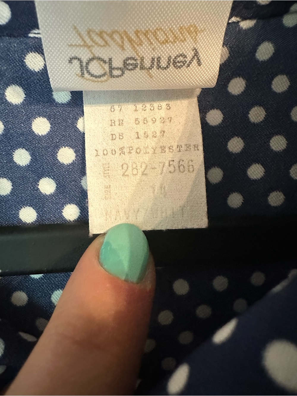 Vintage 70’s JCPenney Fashions Polka Dot Tie-Neck Blouse - Vintage Size 14 - Picture 3 of 8